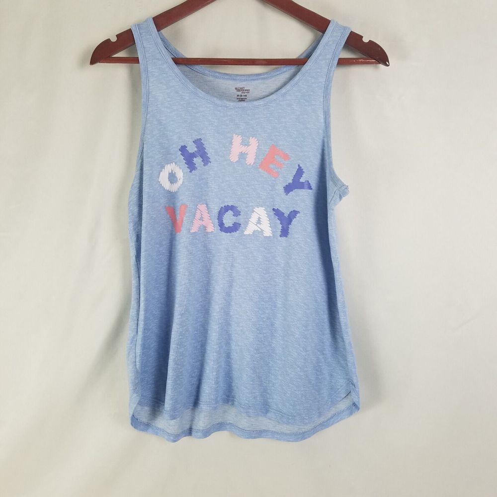 Secret Treasures Sleep Shirt Womens‎ Medium Blue Tank Top Vacation Graphic